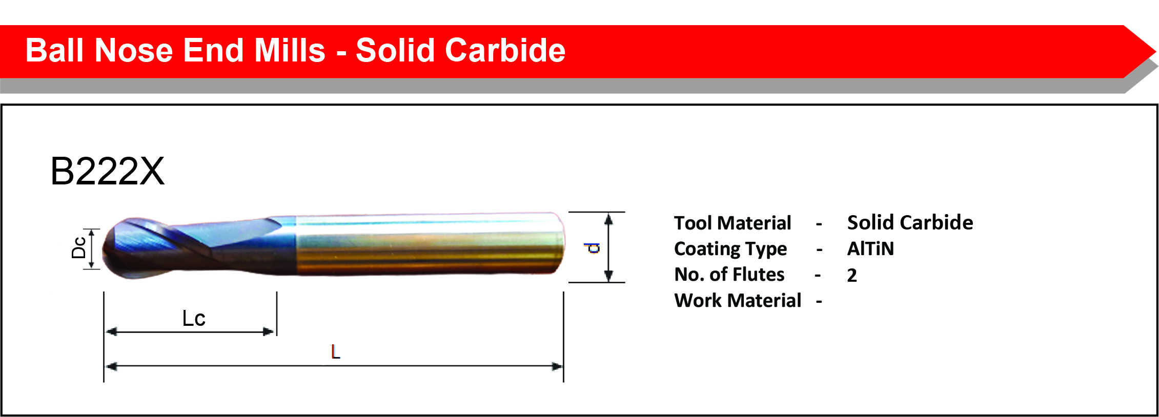Ball Nose End Mill-4.0 MM Solid Carbide B222X