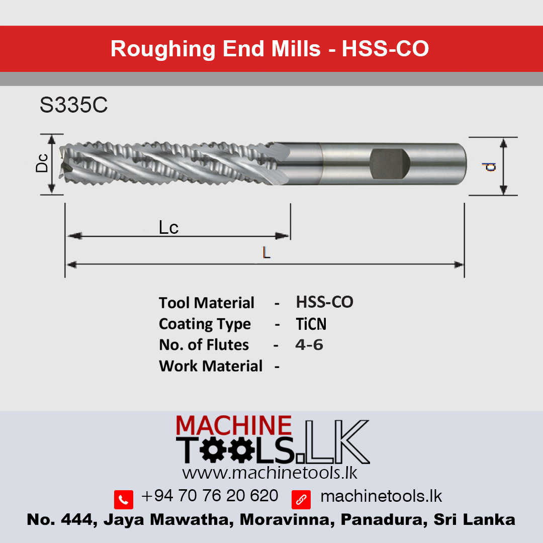 Rough End Mill-12.0 MM HSS-CO S335C