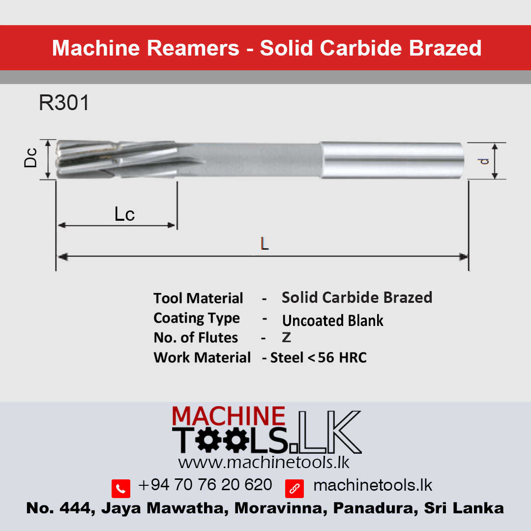 Machine Reamers-18.0 MM Solid Carbide Brazed R301